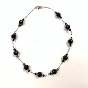 Black Onyx bead necklace 925 silver  Macy’s